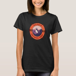 Acadia nationalpark Puffin Retro Compass Emblem T Shirt