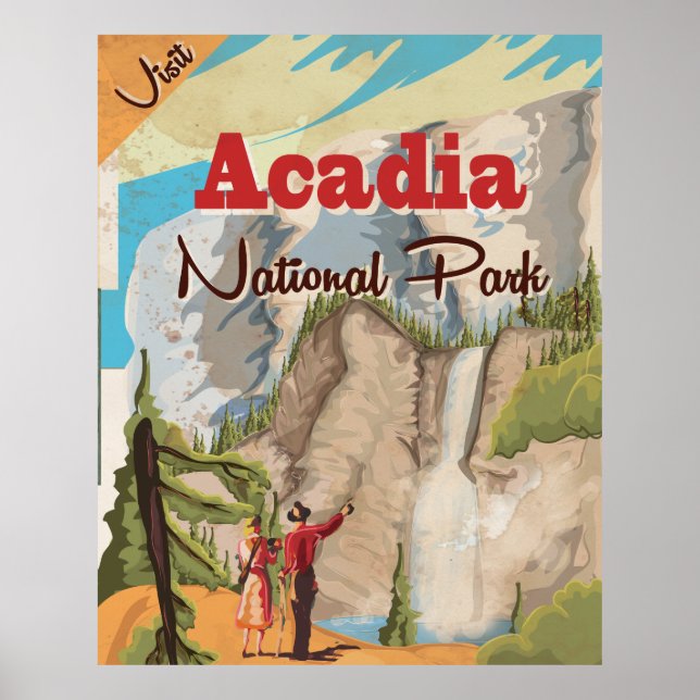 Acadia nationalpark Vintage Resemålning Affisch (Framsidan)