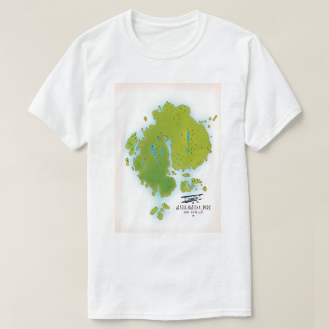 Acadia, nationalparken Maine karta Travel karta. T Shirt (Design framsida)