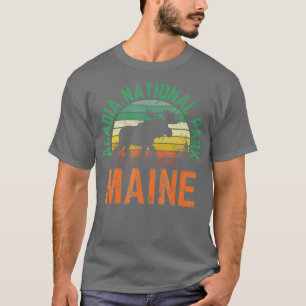 Acadia nationalparken Maine Moose Hiking Retro Sol T Shirt