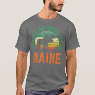 Acadia nationalparken Maine Moose Hiking Retro Sol T Shirt