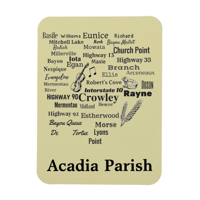 Acadia Parish Louisiana Cities & Ställe Magnet (Vertikal)
