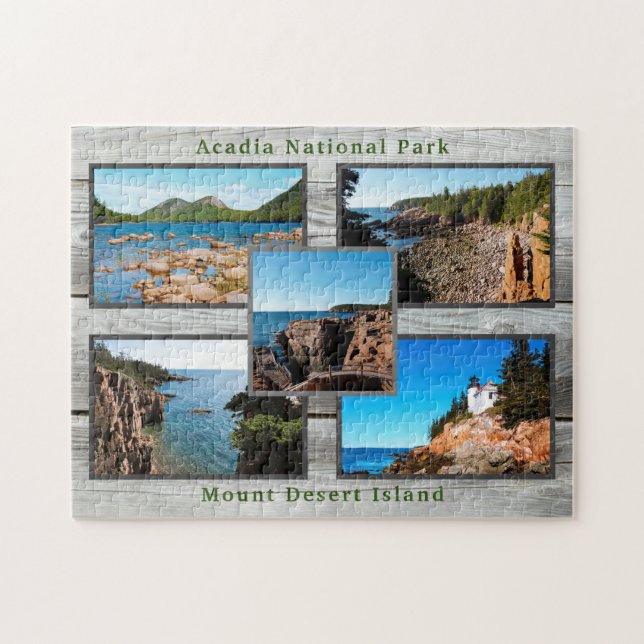 Acadia Rustic Wood Best Views nationalpark Pussel (Horisontell)