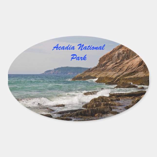 Acadia Shore Oval Sticker Ovalt Klistermärke (Framsida)