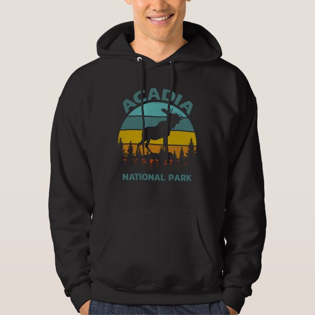Acadia Vintage Moose National Park Hoodie (Framsida)