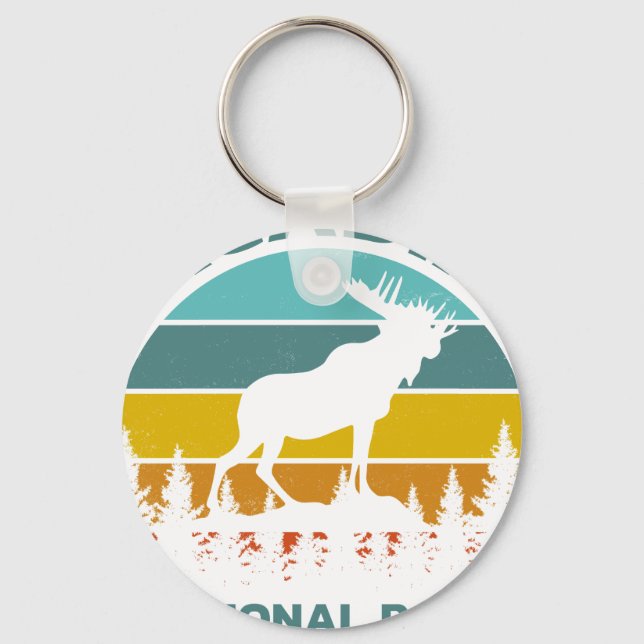 Acadia Vintage Moose National Park Nyckelring (Framsida)