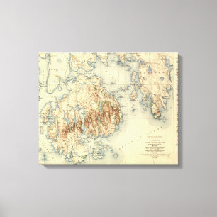 AcadiamedborgareParkTopographic panorama- karta Canvastryck