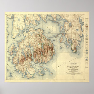 AcadiamedborgareParkTopographic panorama- karta Poster