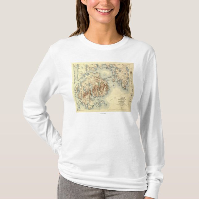 AcadiamedborgareParkTopographic panorama- karta T Shirt (Framsida)