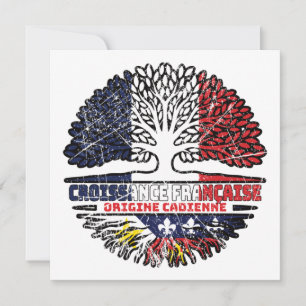 Acadian Cajun Fransk Frankrike Träd Roots Flagga Kort