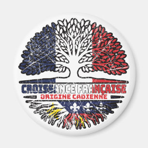 Acadian Cajun Fransk Frankrike Träd Roots Flagga Magnet