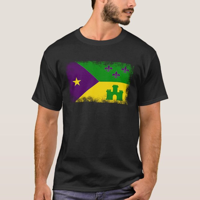 Acadian Flag Cajun Mardi Gras Fat Tuesday Acadiana T Shirt (Framsida)