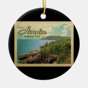 Acadianationalparkvintage resor julgransprydnad keramik