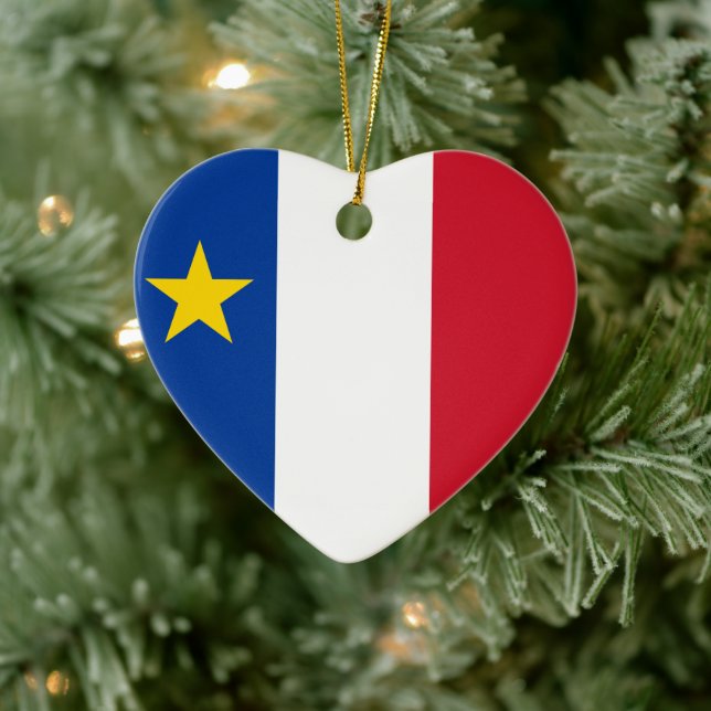 Acadias flagga julgransprydnad keramik (Träd)