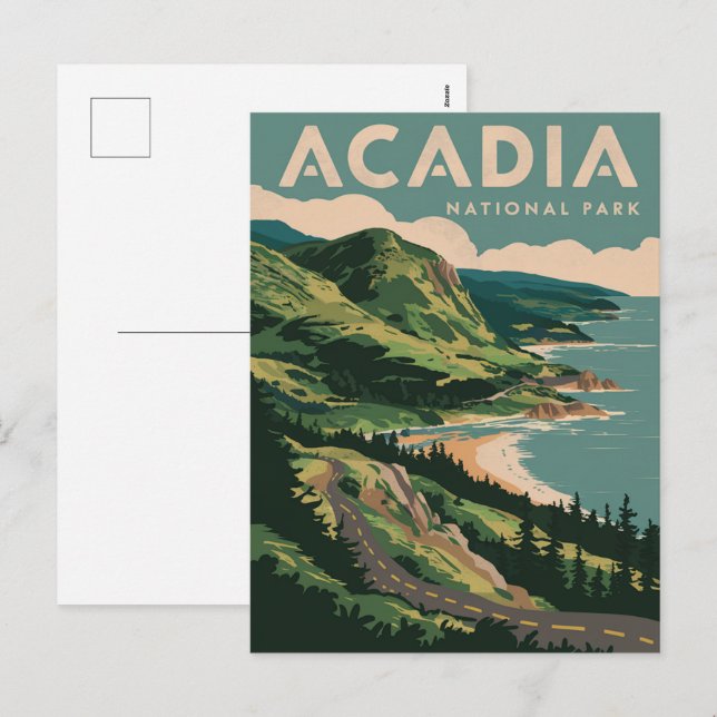 Acadias nationalpark Kusten Helg Vykort (Fram/baksida)