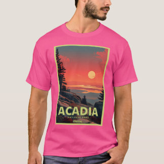 Acadias nationalpark Vintage resor Poster T Shirt