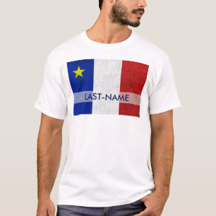 Acadiska Flagga efternamn Distress Grunge Personal T Shirt