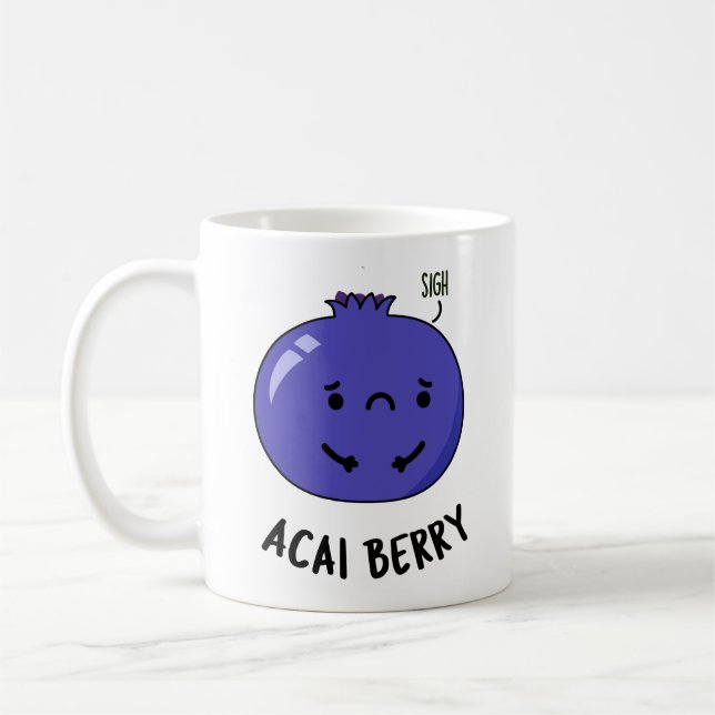 Acai Berry Funny Fruit Pun Kaffemugg (Vänster)