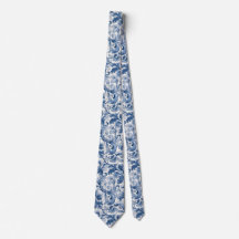 Acanthus Damask, blå och vit Renaissance