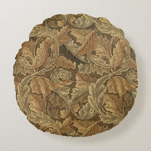 Acanthus Leaves av William Morris, Antik textil Rund Kudde (Framsidan)