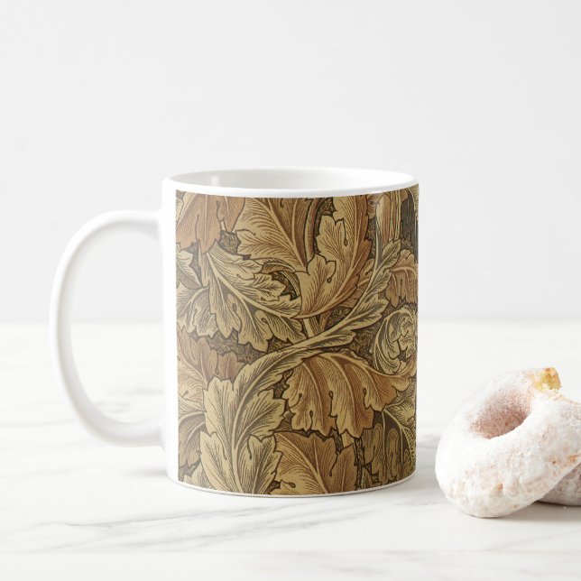 Acanthus Leaves av William Morris, Antik Tyg Kaffemugg (Med munk)