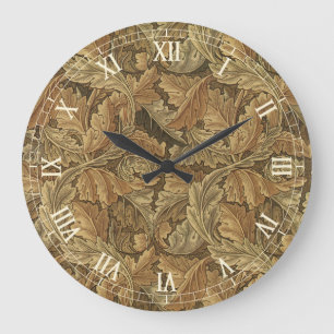 Acanthus Leaves av William Morris, Antik Tyg Stor Klocka