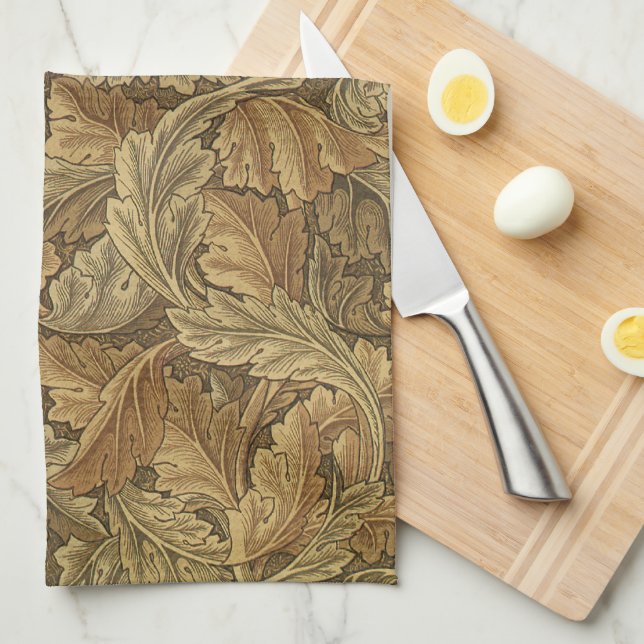 Acanthus Löv av William Morris, Antique Textile Kökshandduk (Vikt i Fjärdedel)