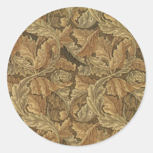 Acanthus Löv av William Morris, Antique Textile Runt Klistermärke