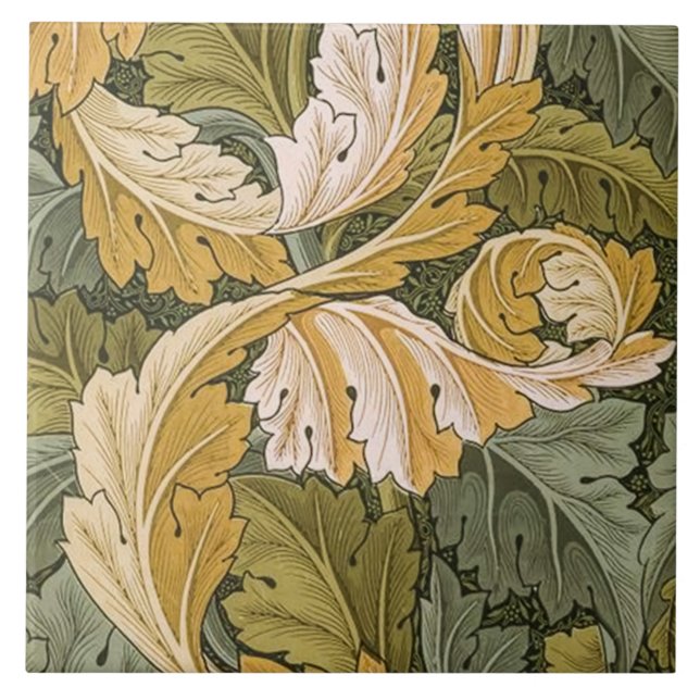 Acanthus som är designad vid William Morris 1875 Kakelplatta (Framsidan)