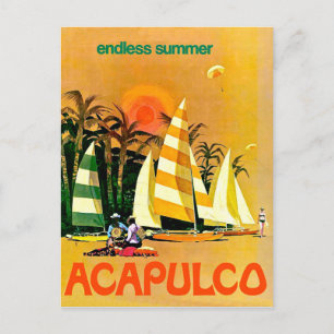 Acapulco, ändlösa sommar segelbåtar på kusten vykort
