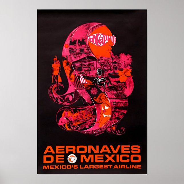 Acapulco Art Mexico Print Aeronaves Travel Poster (Framsidan)