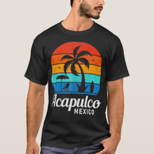 Acapulco Beach Mexico Handflatan Träd Vintage Suns T Shirt