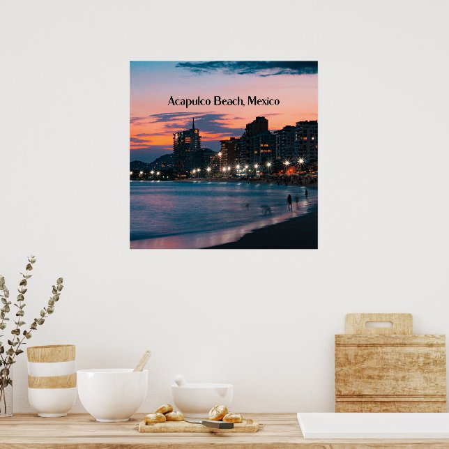 Acapulco Beach, Mexiko Poster (Kök)