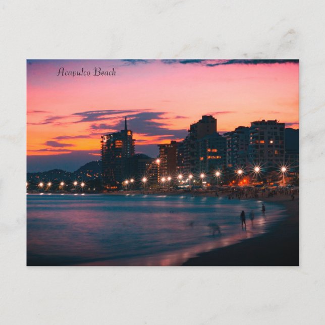 Acapulco Beach Sunset Helg Vykort (Framsida)