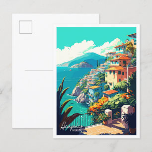 Acapulco Mexico Art vintage resor illustration Vykort