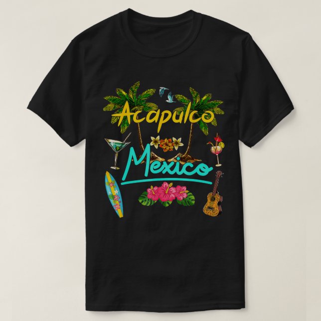 Acapulco Mexico Beach Summer Handflatan Surfa Sol  T Shirt (Design framsida)