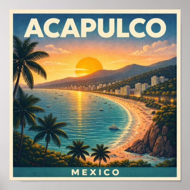 Acapulco Mexico Vintage Travel Poster (Framsidan)