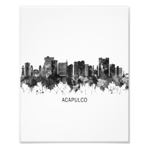 Acapulco Mexiko Skyline BW Fototryck