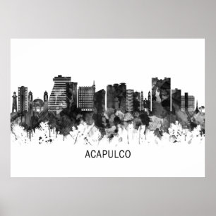 Acapulco Mexiko Skyline BW Poster
