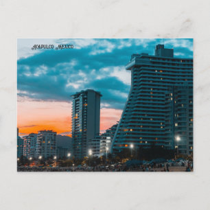 Acapulco Mexiko Skyline Nattnattstid Helg Vykort