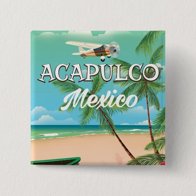 Acapulco Mexiko Vintage resemotivaffisch Knapp (Framsida)