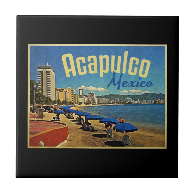 Acapulco Mexiko Vintage resor Kakelplatta (Framsidan)