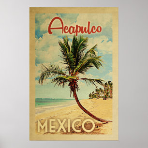 Acapulco palmträdvintage resor poster