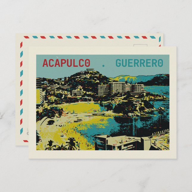 Acapulco-vy, Mexiko, Guerrero-vykort Vykort (Fram/baksida)