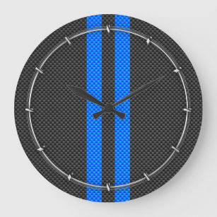 Accent Blue Carbon Fiber Style Racing Stripes Stor Klocka