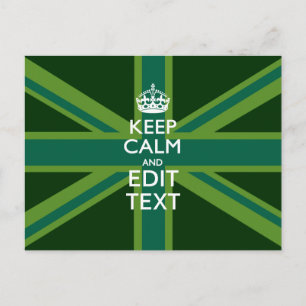 Accent Green Keep Calm Och Din Text Union Jack Vykort