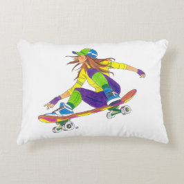 Accent Pillow Girl Skateboarder Prydnadskudde