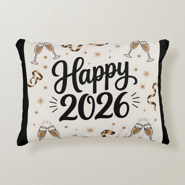 Accent Pillow-Happy New Year 2026 Prydnadskudde (Framsidan)