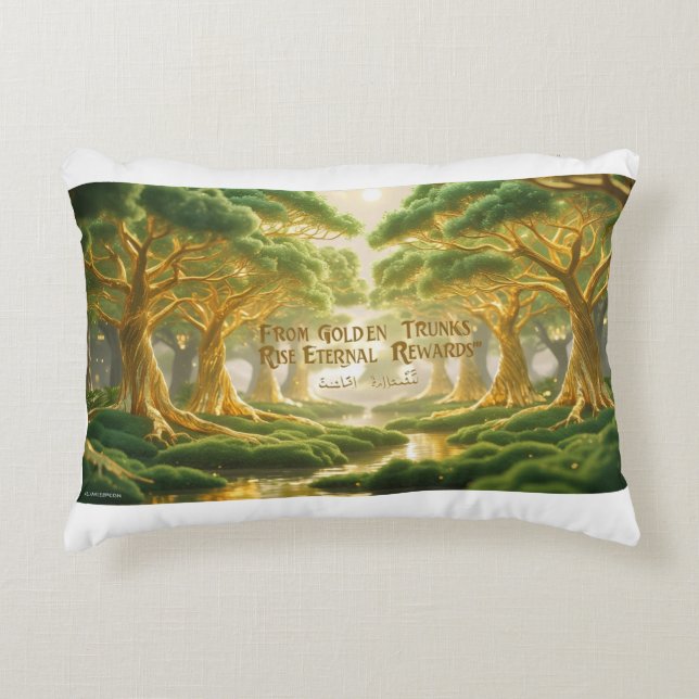 Accent Pillow-Islamic Paradise Tree Accent Pillow Prydnadskudde (Framsidan)