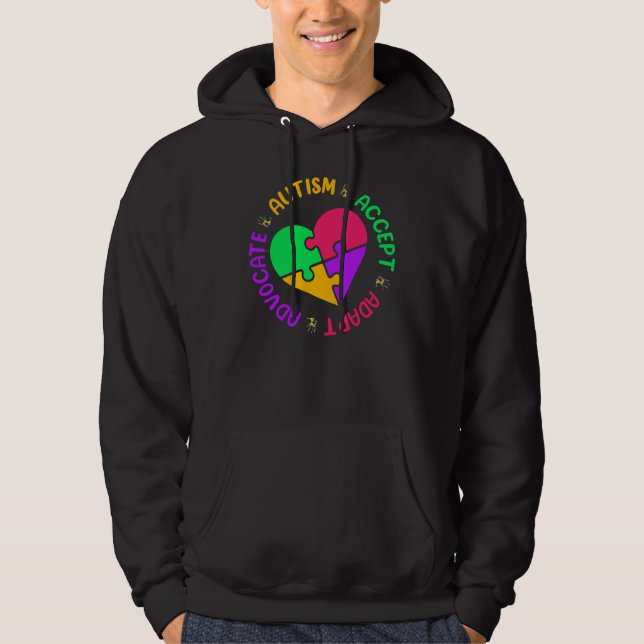Accept Adapt Advocate Autism Awareness Autistic Mo Hoodie (Framsida)